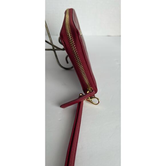 Kenneth Cole NY Dark Red Pebble Leather Zip Around Clutch Wallet Wristlet - Picture 4 of 12